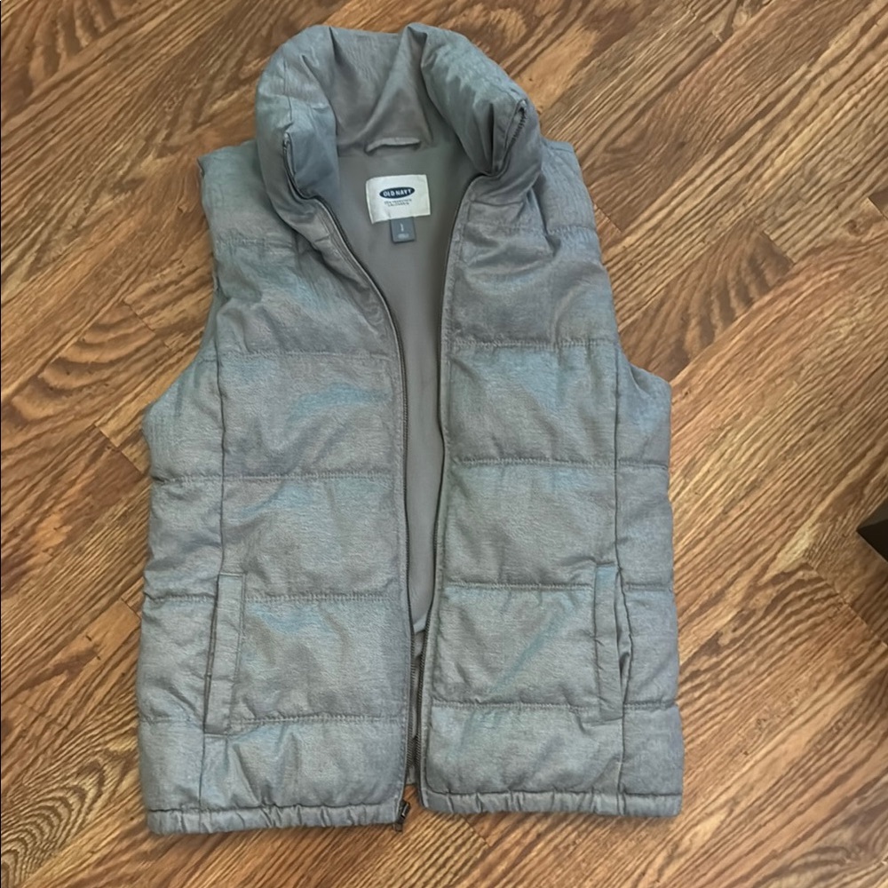 Old Navy Metallic Gray Puffer Vest